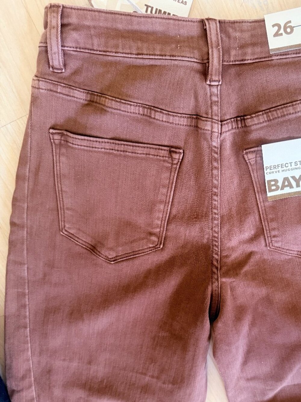 BAYEAS High Rise Barrel Rolled Jeans Espresso Sz. 26 NWT Retail $108 - Picture 10 of 14